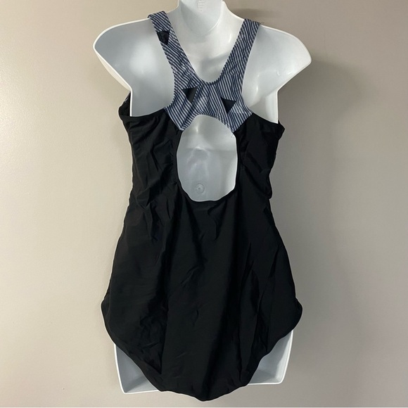 One Piece Swimsuit Size Large Womens Black Gray Stretch - Picture 2 of 12
